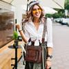 image:imageIswee Soft Leather Crossbody Bags for Women Shoulder Handbags Multi Pocket Travel Purse with Adjustable Strap Medium SizeWine