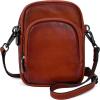 image:imageIswee Vintage Genuine Leather Crossbody Bag for Women Shoulder Handbags Small Travel Phone Purse RFID with Adjustable StrapBrown