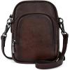 image:imageIswee Vintage Genuine Leather Crossbody Bag for Women Shoulder Handbags Small Travel Phone Purse RFID with Adjustable StrapCoffee