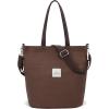 image:imageIswee Canvas Tote Bag with Zipper Multi Pockets Tote Purse for Women Fashion Crossbody Tote Shoulder Bag Handbag Everyday BagCoffee