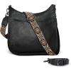 image:imageIswee Crossbody Bags for Women Genuine Leather Purses Vintage Shoulder Handbags Travel Cross Body Bag with Boho StrapBlack