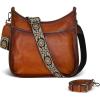 image:imageIswee Crossbody Bags for Women Genuine Leather Purses Vintage Shoulder Handbags Travel Cross Body Bag with Boho StrapBrown