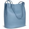image:imageIswee Genuine Leather Tote Bucket Bags Hobo Shoulder Bags Purse and Handbags for Women TrendyLight Bluelichee