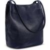 image:imageIswee Genuine Leather Tote Bucket Bags Hobo Shoulder Bags Purse and Handbags for Women TrendyNavy Bluelichee