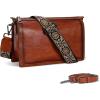 image:imageIswee Leather Bag Crossbody Bag for Woman Purses and Handbag Shoulder Bags Medium Pocketbooks Detachable Long Straps SatchelBrown