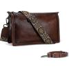 image:imageIswee Leather Bag Crossbody Bag for Woman Purses and Handbag Shoulder Bags Medium Pocketbooks Detachable Long Straps SatchelCoffee