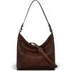 image:imageIswee Leather Crossbody Bags for Women Shoulder Handbag Genuine Purse and handbag Medium Size hobo Shoulder SatchelCoffee