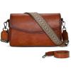 image:imageIswee Leather Crossbody Bags for Women Shoulder Handbags and Purses with Multi Pocket and Two Straps Travel Satchel MediumBrown