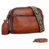 image:imageIswee Leather Crossbody Bags for Women Vintage Shoulder Bag Small Satchel Purse Zippered Purse with Adjustable StrapBrown