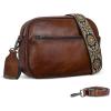 image:imageIswee Leather Crossbody Bags for Women Vintage Shoulder Bag Small Satchel Purse Zippered Purse with Adjustable StrapCoffee
