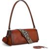 image:imageIswee Leather Purses for Women Crossbody Bag Vintage Flap Saddle Purse Zipper Womens Shoulder Handbags with 3 StrapsBrown