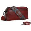 image:imageIswee Leather Purses for Women Small Cossbody Bags Multi Pockets Shoulder Purse Vintage Satchel Bag Daily Travel PursesWine