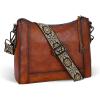 image:imageIswee Leather Shoulder Bags for Women Multi Pockets Crossbody Purse with Wide Guitar Strap