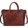 image:imageIswee Retro Leather Purse Tote Bag for Women Crossbody Purse and Handbags Shoulder Bags Large Top Handle Satchel BagsBrown