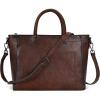 image:imageIswee Retro Leather Purse Tote Bag for Women Crossbody Purse and Handbags Shoulder Bags Large Top Handle Satchel BagsCoffee