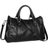 image:imageIswee Satchel Bags for Women Genuine Shoulder Bag Leather Handbags Hobo Crossbody Bags Vintage Purse Tote BagBlack