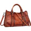 image:imageIswee Satchel Bags for Women Genuine Shoulder Bag Leather Handbags Hobo Crossbody Bags Vintage Purse Tote BagDark Brown