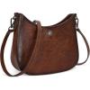 image:imageIswee Shoulder Crescent Bag Crossbody Genuine Leather Purses for Women Handbags Trendy Satchel Designer Half Moon PocketbooksCoffee