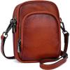 image:imageIswee Vintage Genuine Leather Crossbody Bag for Women Shoulder Handbags Small Travel Phone Purse RFID with Adjustable StrapBrown