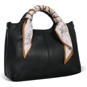 image:imageIswee Designer Handbags Stylsih Leather Crossbody Purse for Women and Silk Scarf Neck Satin Purse Decor
