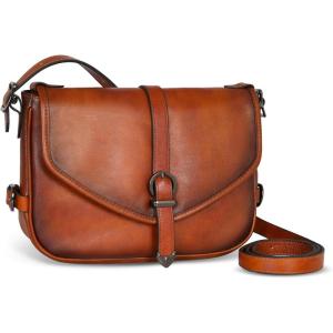 image:imageIswee Genuine Leather Crossbody Bag for Women Lightweight Medium Shoulder Purse with Adjustable Strap Travel Satchel Handbags  Leather Designer Purse Medium Size TravelBrown