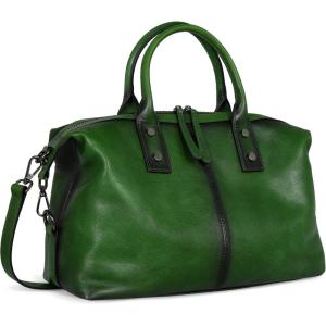 image:imageIswee Genuine Leather Satchel Tote Bag Top Handle Handbag Designer Shoulder Bag Large Capacity Cross Body BagGreen