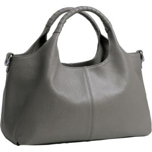 image:imageIswee Genuine Leather Shoulder Bags Purses and Handbags for Women Satchel Designer Cross Body Hobo Medium Size ToteGray