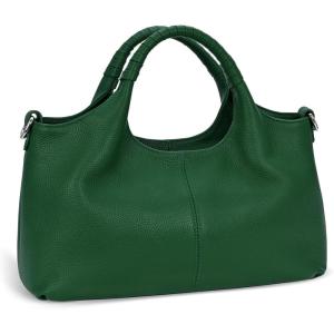 image:imageIswee Genuine Leather Shoulder Bags Purses and Handbags for Women Satchel Designer Cross Body Hobo Medium Size ToteGreen