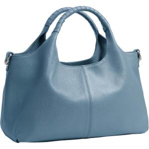 image:imageIswee Genuine Leather Shoulder Bags Purses and Handbags for Women Satchel Designer Cross Body Hobo Medium Size ToteLight Blue
