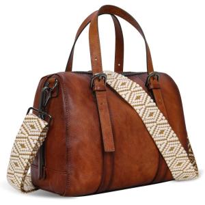image:imageIswee Leather Crossbody Bag for Women Medium Top Handle Shoulder Purse with Boho Guitar Strap