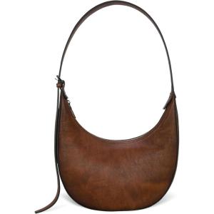 image:imageIswee Leather Crossbody Bags for Women Hobo Bag Lightweight Designer Shoulder Handbags Stylish Crescent PurseCoffee