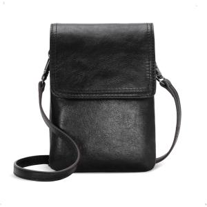 image:imageIswee Leather Crossbody Bags for Women RFID Blocking Cell Phone Purse Small AntiTheft Zippered with Card slotsBlack