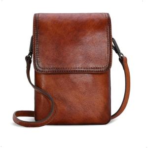 image:imageIswee Leather Crossbody Bags for Women RFID Blocking Cell Phone Purse Small AntiTheft Zippered with Card slotsBrown