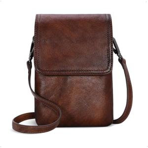 image:imageIswee Leather Crossbody Bags for Women RFID Blocking Cell Phone Purse Small AntiTheft Zippered with Card slotsCoffee