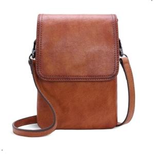 image:imageIswee Leather Crossbody Bags for Women RFID Blocking Cell Phone Purse Small AntiTheft Zippered with Card slotsLight Brown