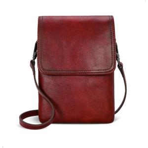 image:imageIswee Leather Crossbody Bags for Women RFID Blocking Cell Phone Purse Small AntiTheft Zippered with Card slotsWine
