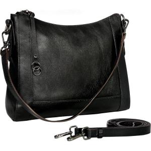 image:imageIswee Leather Crossbody Bags for Women Shoulder Purse Medium Hobo Genuine Leather Satchel Purses and HandbagsBlack