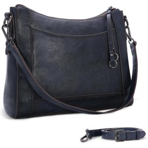 image:imageIswee Leather Crossbody Bags for Women Shoulder Purse Medium Hobo Genuine Leather Satchel Purses and HandbagsNavy Blue