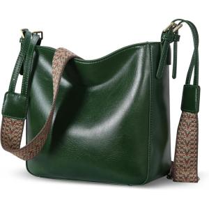 image:imageIswee Leather Purses for Women Designer Crossbody Bags Zippered MultiPocket Shoulder Handbags with Adjustable Wide StrapGreen