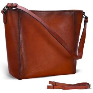 image:imageIswee Leather Purses for Women Tote Bag Designer Crossbody Bag Womens Shoulder Handbag Satchel Medium Work PursesBright Brown