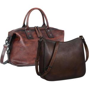 image:imageIswee Leather Shoulder Bag Genuine Leather Purse Cross Body Bag Satchel Handbag