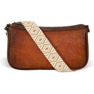 image:imageIswee Leather Shoulder Bag for Women Small Ladies Purse Travel Crossbody Bag with Adjustable Guitar Straps Purse Shoulder Strap