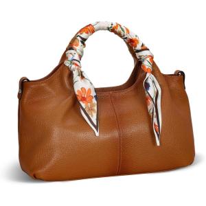 image:imageIswee Leather Top Handle Bags for Women Stylish Tote Purse Medium Shoulder Bag Long Scarf Purse Scarves