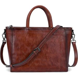 image:imageIswee Retro Leather Purse Tote Bag for Women Crossbody Purse and Handbags Shoulder Bags Large Top Handle Satchel BagsBrown