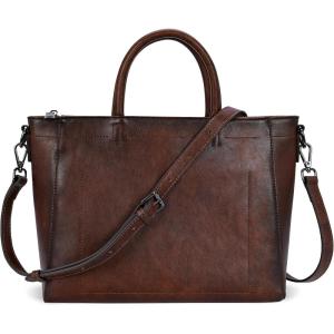 image:imageIswee Retro Leather Purse Tote Bag for Women Crossbody Purse and Handbags Shoulder Bags Large Top Handle Satchel BagsCoffee