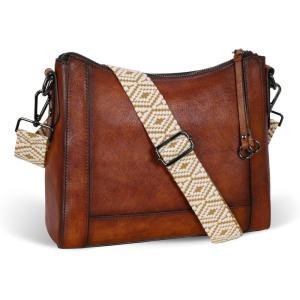 image:imageIswee Retro Leather Shoulder Purse Womens Crossbody Handbags with Replacement Cross Body Long Shoulder Strap