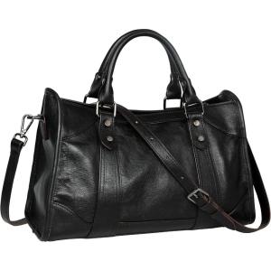 image:imageIswee Satchel Bags for Women Genuine Shoulder Bag Leather Handbags Hobo Crossbody Bags Vintage Purse Tote BagBlack