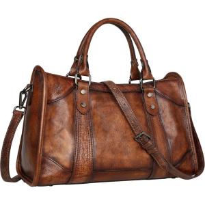 image:imageIswee Satchel Bags for Women Genuine Shoulder Bag Leather Handbags Hobo Crossbody Bags Vintage Purse Tote BagI19004coffee