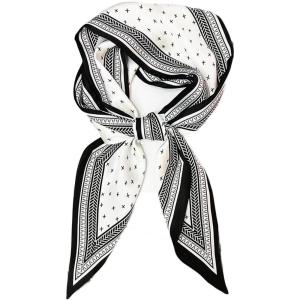 image:imageIswee Silk Scarf for Women Fashion Neck Scarves Purse Scarf for Handbags 56 IN Long Lightweight Hair ScarfBlack Cross
