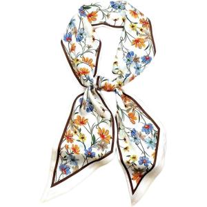 image:imageIswee Silk Scarf for Women Fashion Neck Scarves Purse Scarf for Handbags 56 IN Long Lightweight Hair ScarfColorful Flower Vine